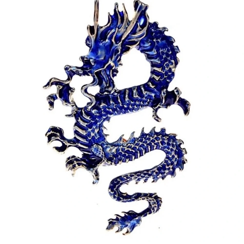Blue Dragon Enamel Brooch